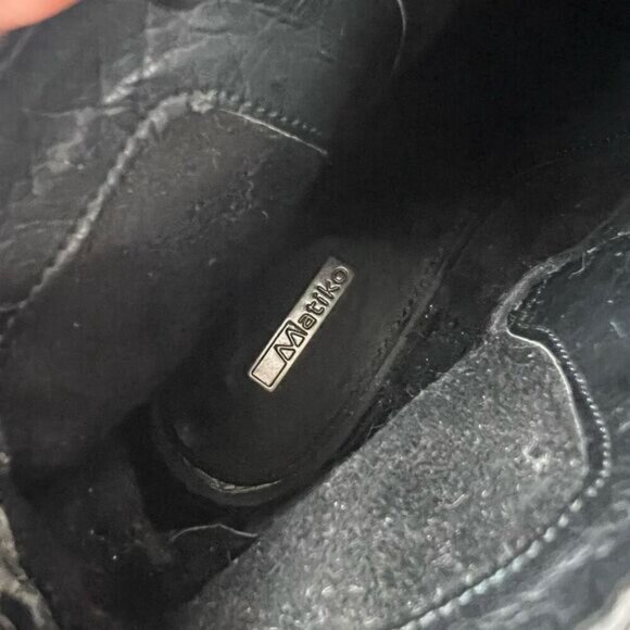 Matiko Boots Womens 6.5 Slip On Buckle Strap Ankle Bootie Black Fur Calf Heels - Picture 11 of 15